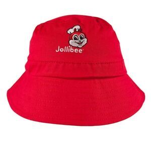 Jollibee Bucket Hat Mens One Size Red Cap Filipino Fast Food Restaurant